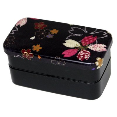 Black bento box w/ colorful sakura